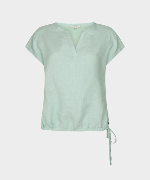 Blouse with cap sleeves and cord
